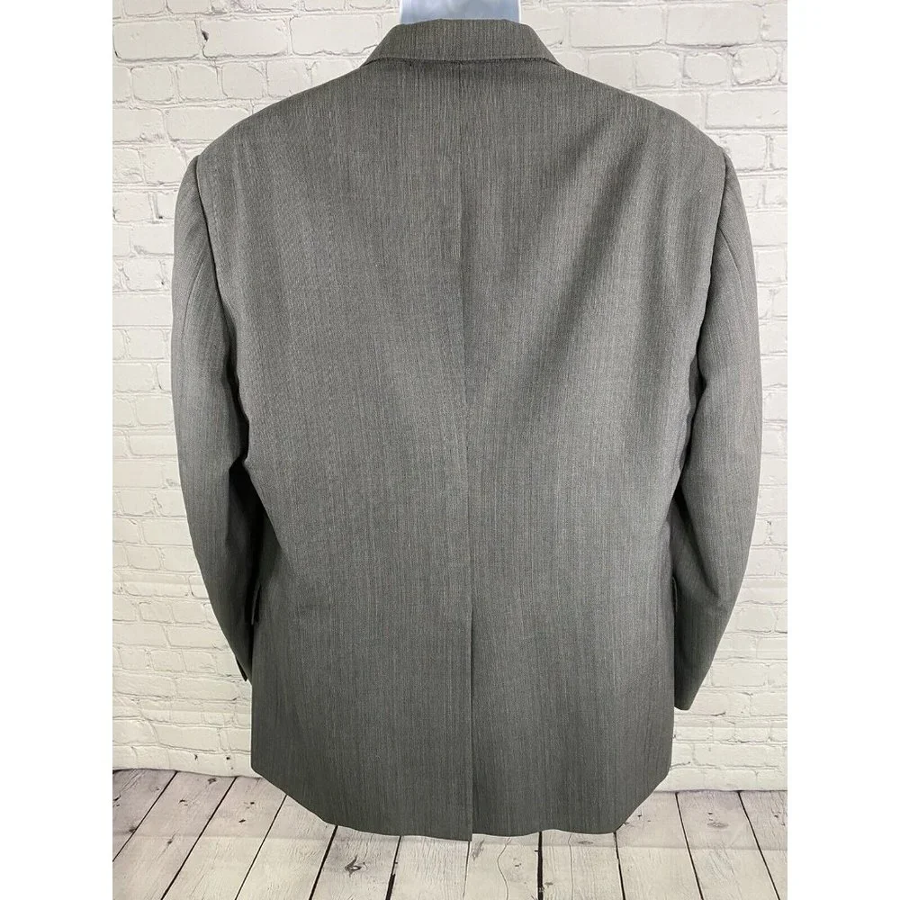 VTG Foleys Hart Schaffner Marx Gray Striped 2 Button Blazer Jacket 43L